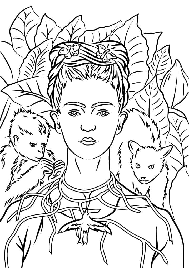 Coloriage Frida Kahlo 12