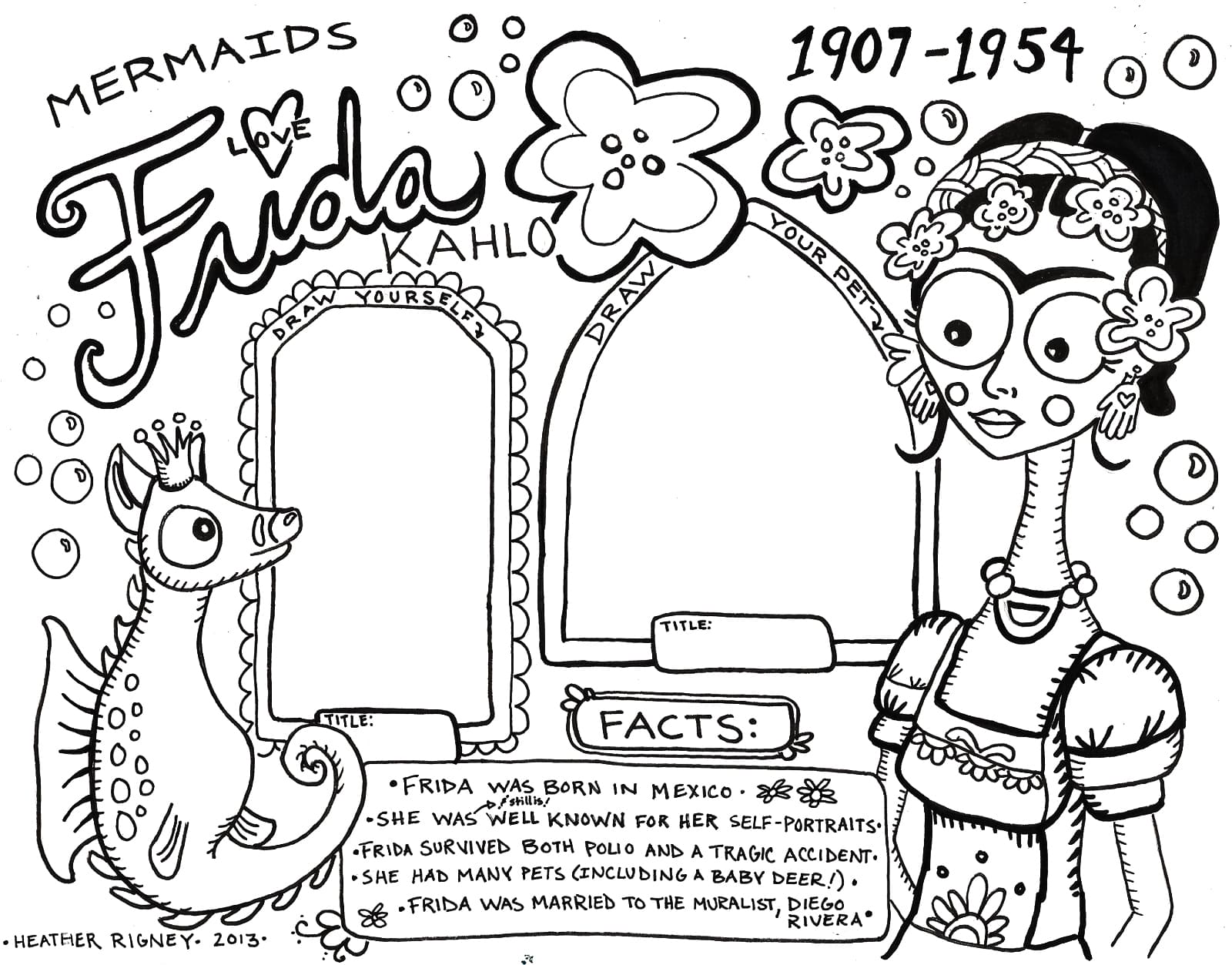 Frida Kahlo 2 coloring page