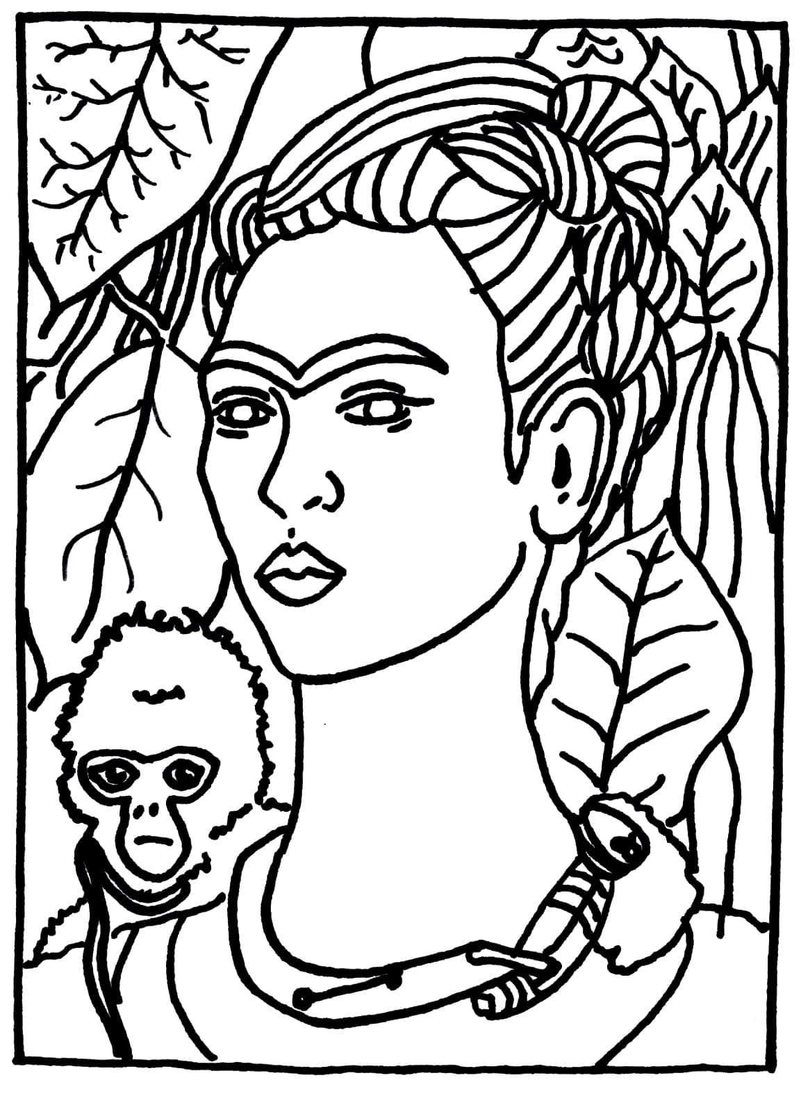 Frida Kahlo 4 coloring page