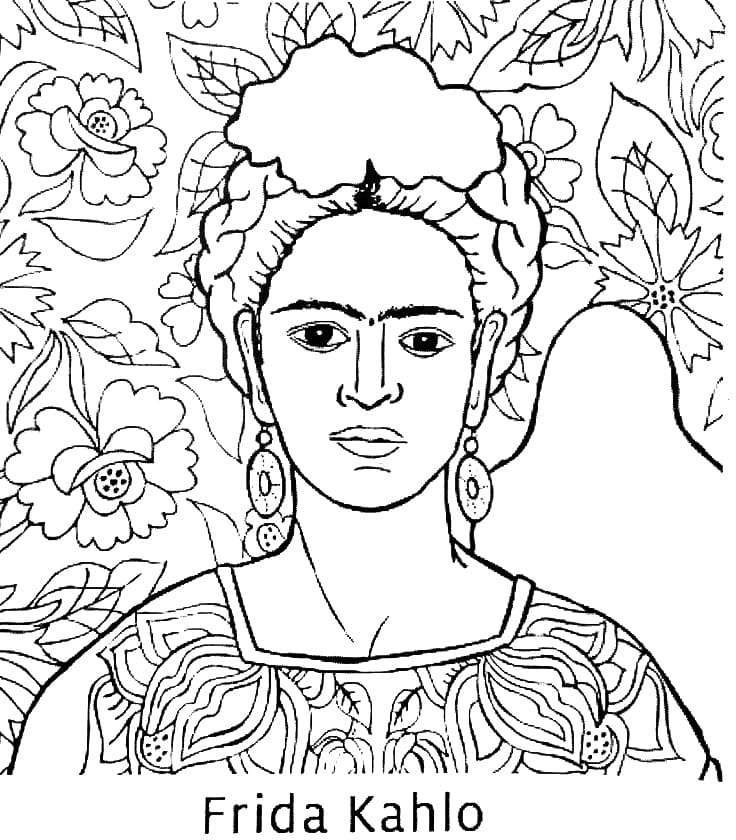 Coloriage Frida Kahlo 5