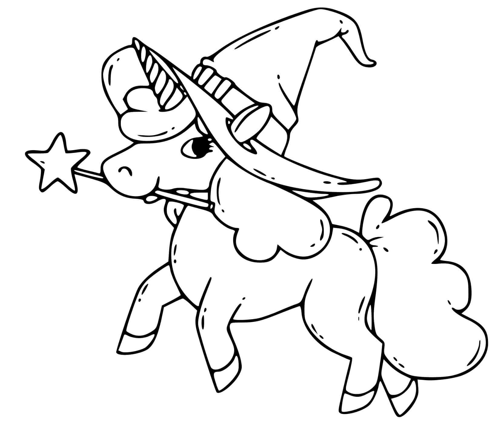 Coloriage Halloween avec une licorne