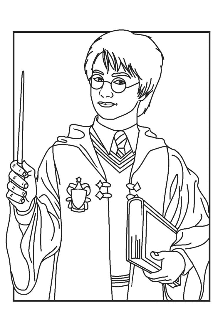 Coloriage Harry Potter avec la Baguette Magique