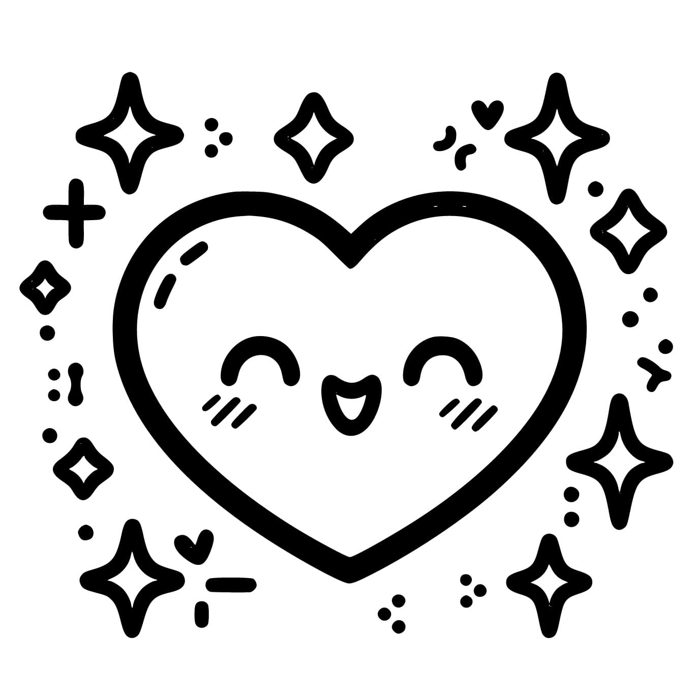 Joli Coeur Souriant coloring page