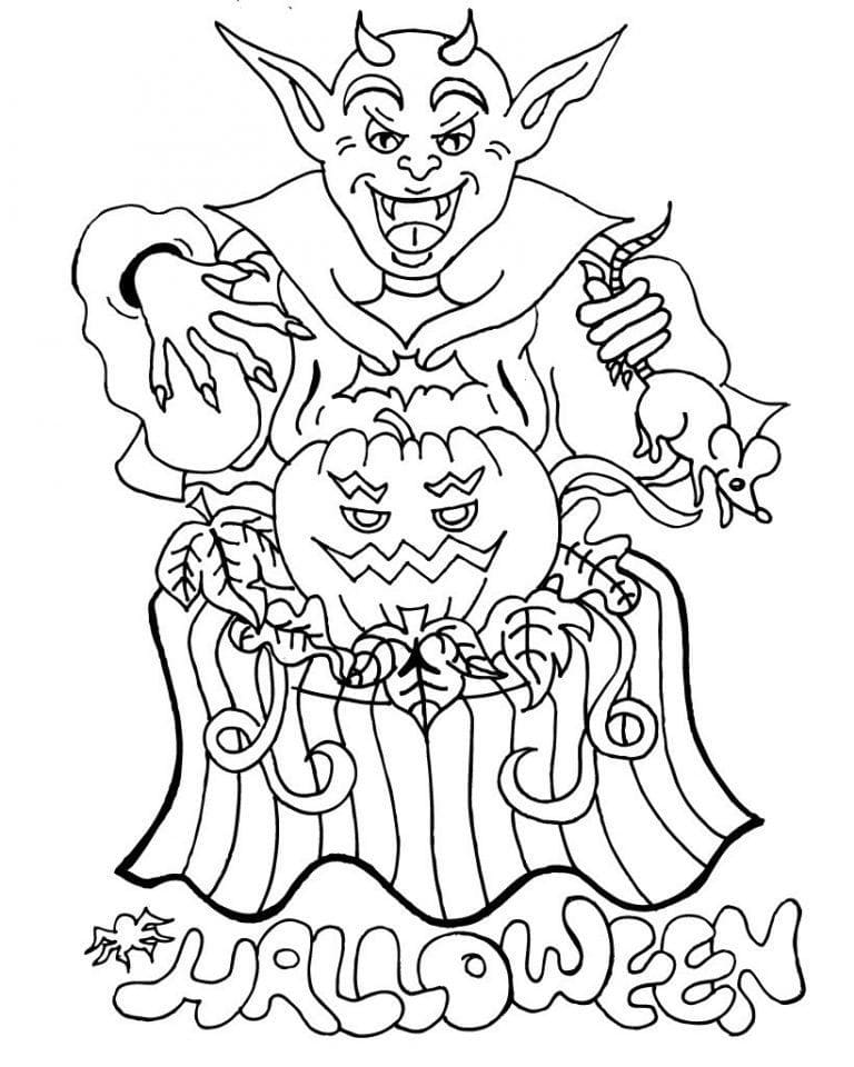 Joyeux Halloween avec un vampire coloring page