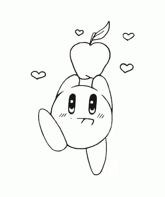 Coloriage Kirby avec une Pomme