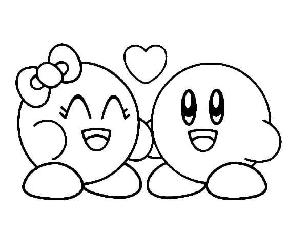 Coloriage Kirby et Sa Petite Amie