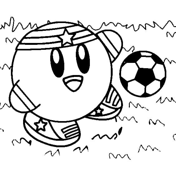 Coloriage Kirby Joue au Football