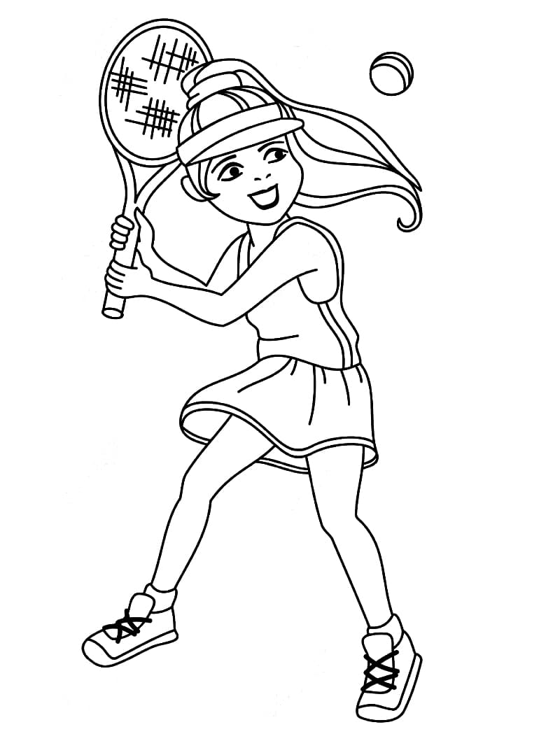 La Fille Joue au Tennis coloring page