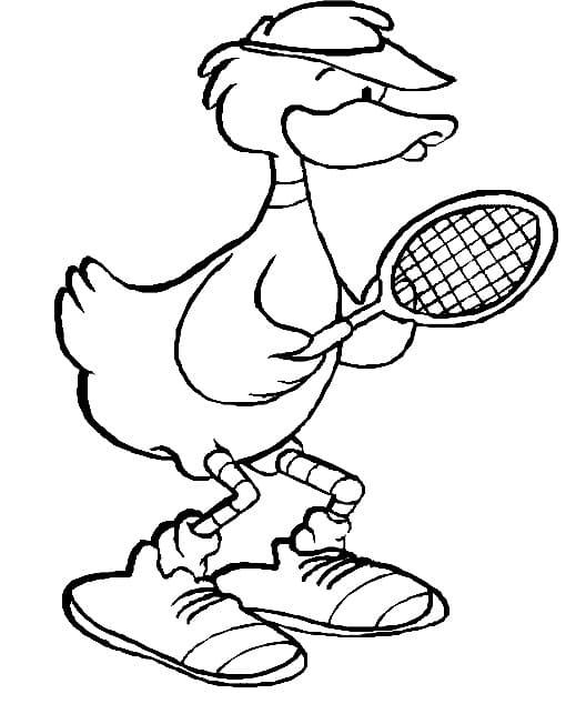 Coloriage Le Canard Joue au Tennis