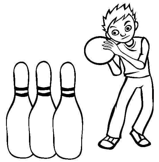 Le Garçon Joue au Bowling coloring page