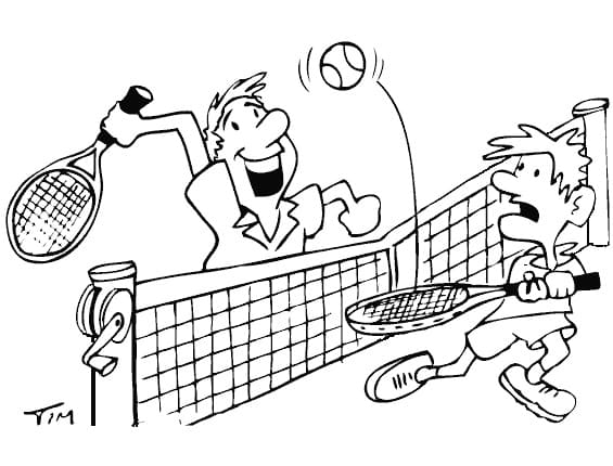 Les Garçons Jouent au Tennis coloring page