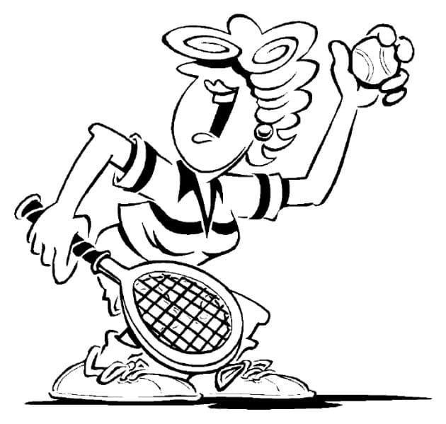 Coloriage Madame Joue au Tennis