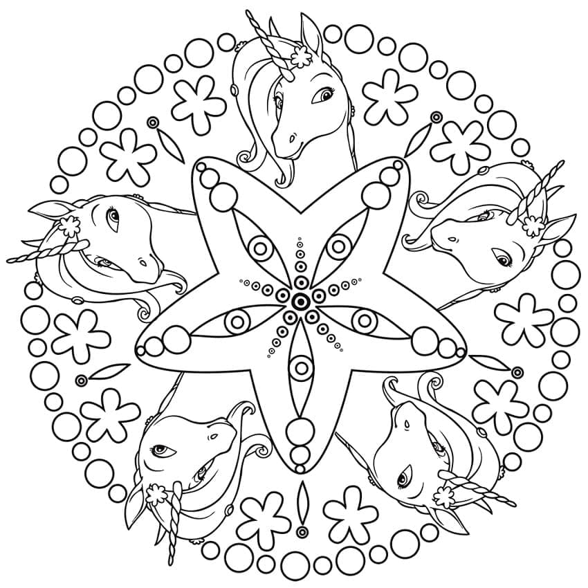 Magnifique Mandala Licorne coloring page