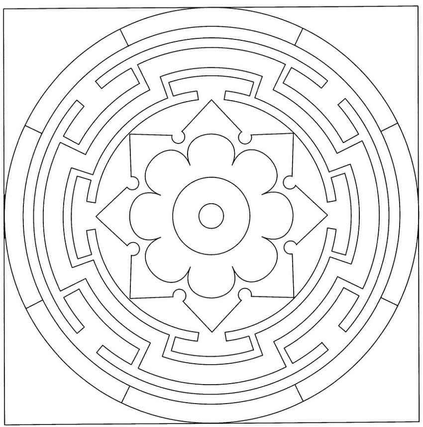 Coloriage Mandala Celtique avec Fleur