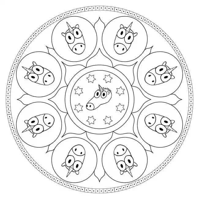 Mandala Licorne 13 coloring page
