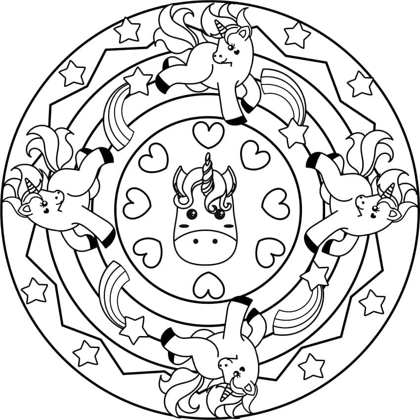 Mandala Licorne 2 coloring page