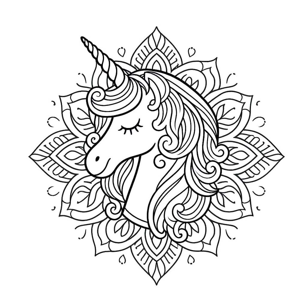 Mandala Licorne Pour Les Enfants De 1 An coloring page