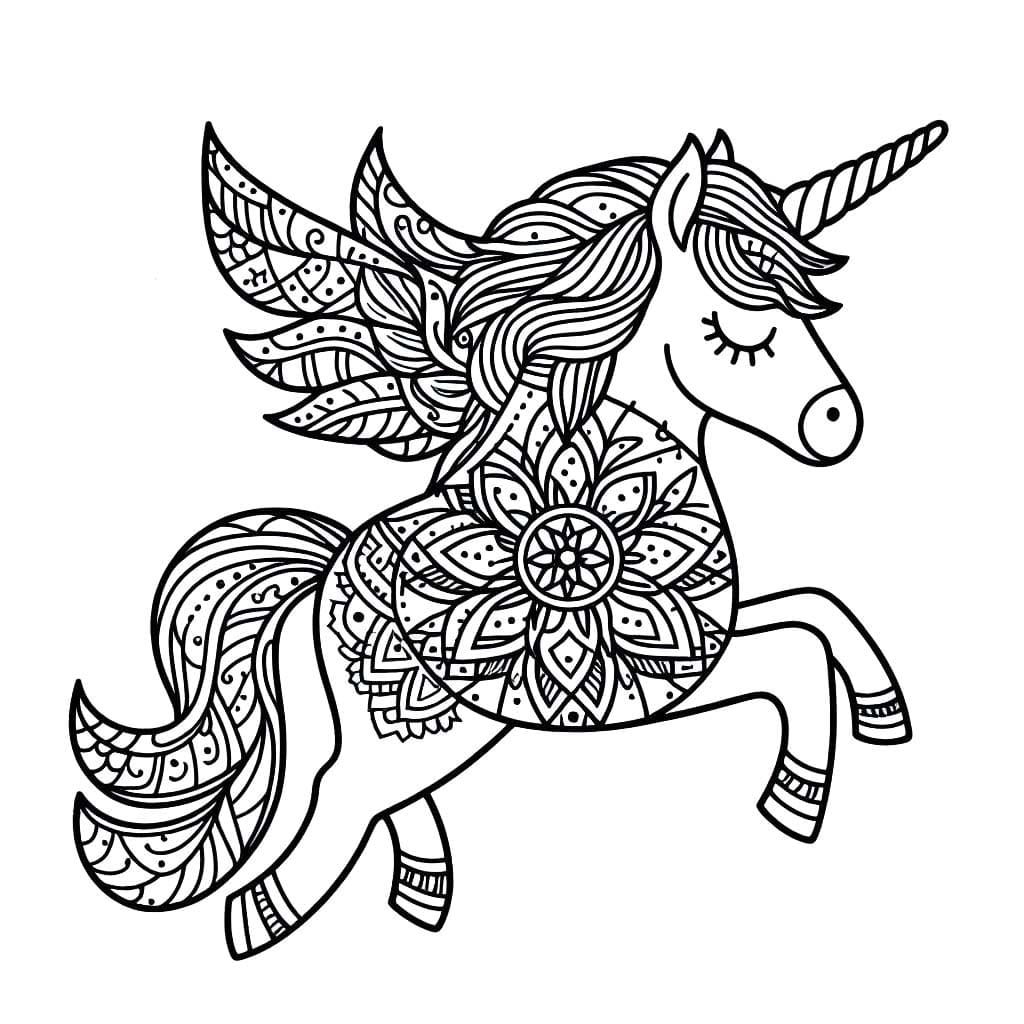 Mandala Licorne Pour Les Enfants De 4 An coloring page