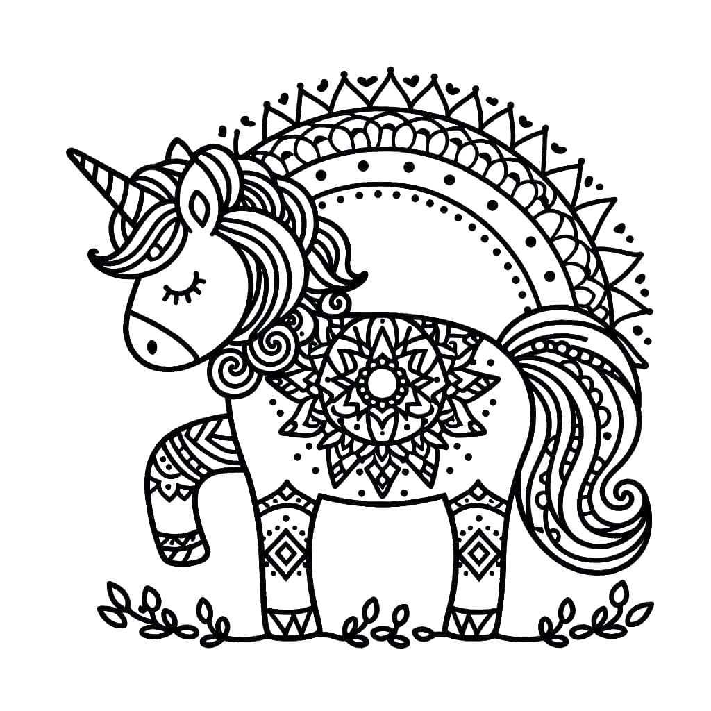 Mandala Licorne Pour Les Enfants De 5 An coloring page