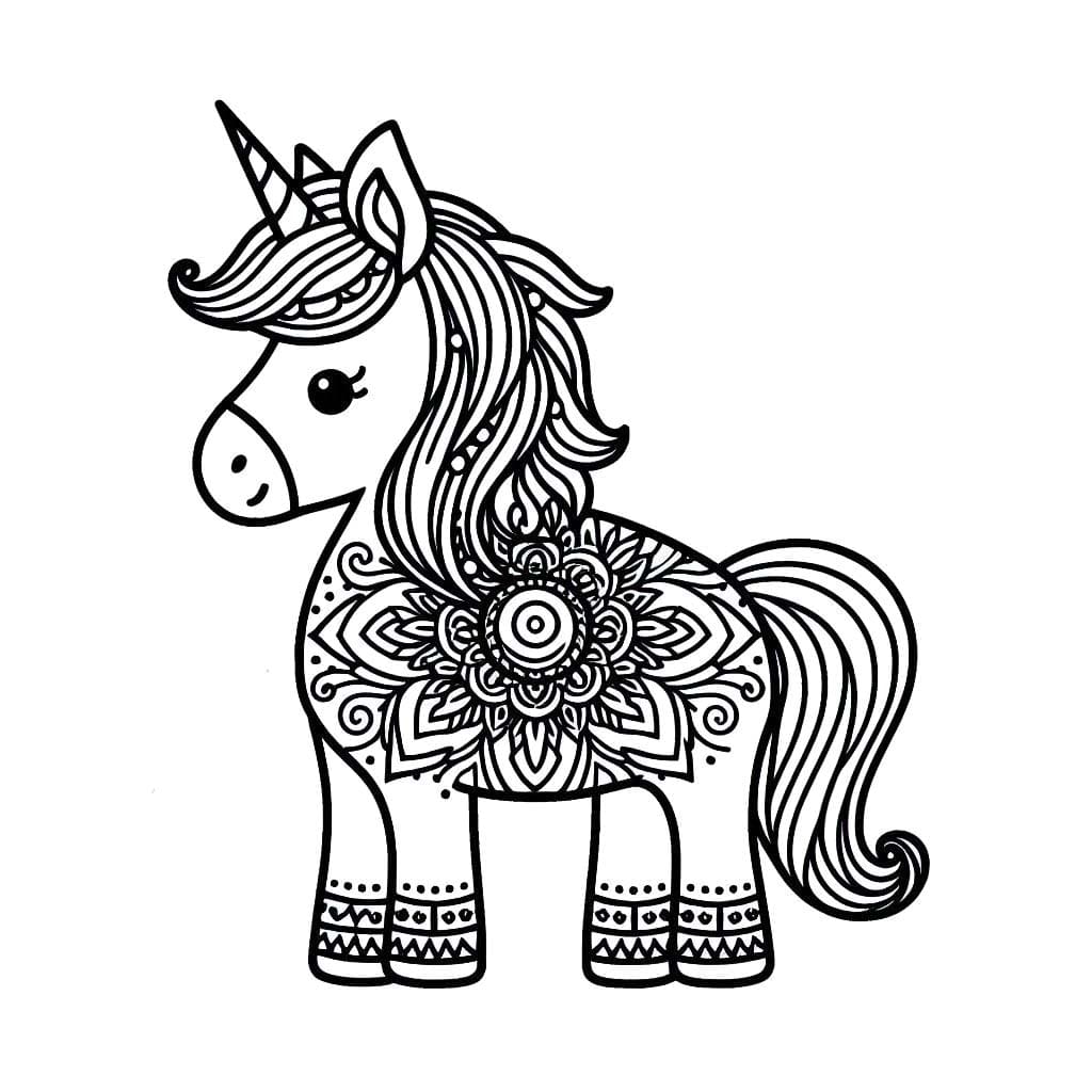 Mandala Licorne Pour Les Enfants De 6 An coloring page