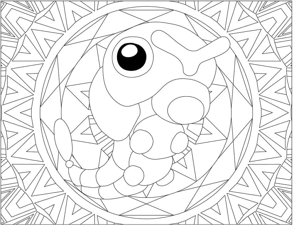 Mandala Pokemon Chenipan coloring page