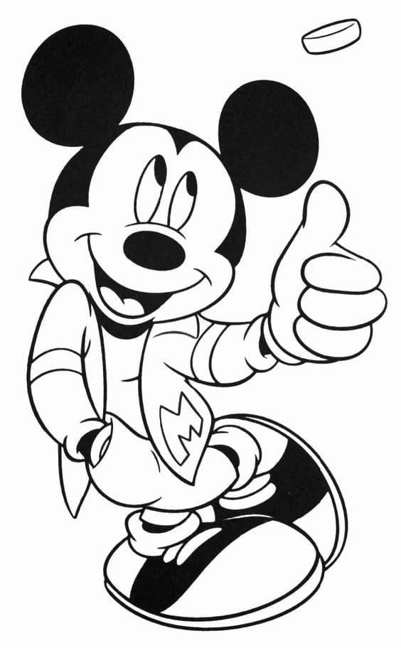 Coloriage Mickey Mouse avec une pièce de monnaie