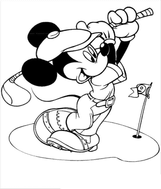 Coloriage Mickey Mouse Joue au Golf