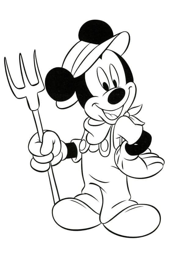 Coloriage Mickey Mouse le Fermier