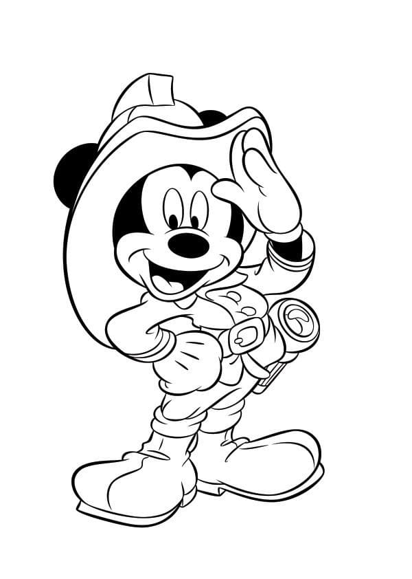 Coloriage Mickey Mouse le pompier