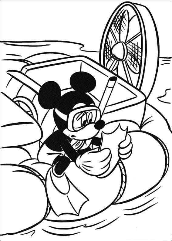 Coloriage Mickey Mouse Sur un Bateau