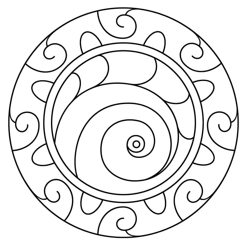 Motif Spirale Mandala Abstrait coloring page