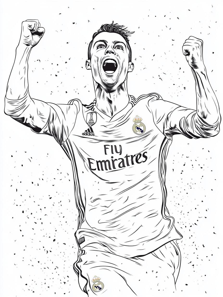 Peinture De Cristiano Ronaldo Heureux coloring page