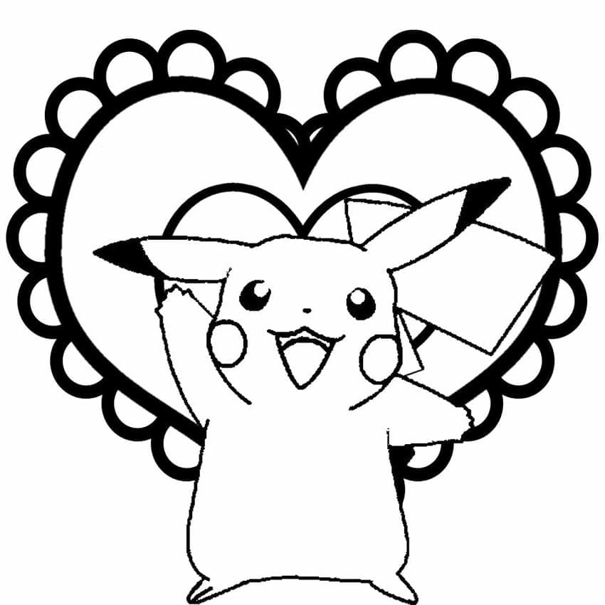 Coloriage Pikachu avec Coeur