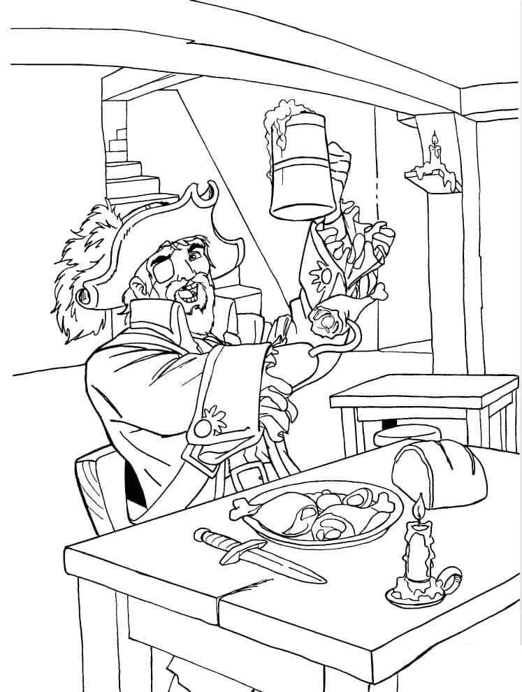 Pirate Borgne avec Un Crochet coloring page