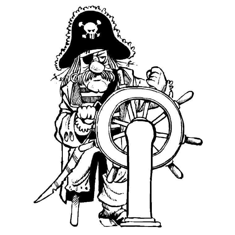 Pirate et Roue de Bateau coloring page