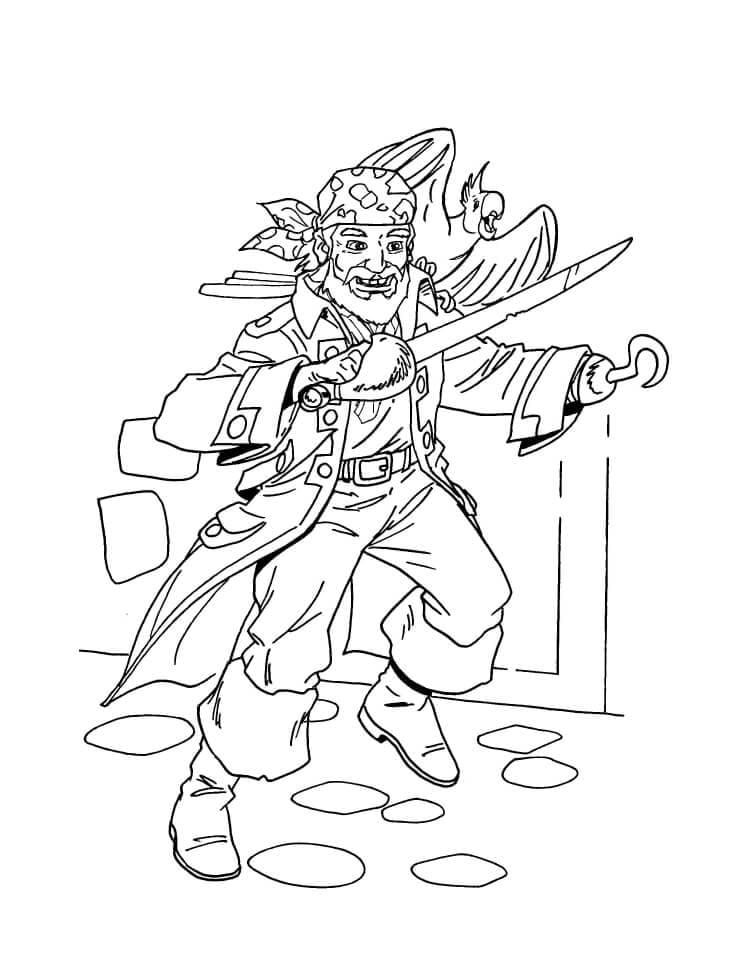 Pirate et Son Perroquet coloring page