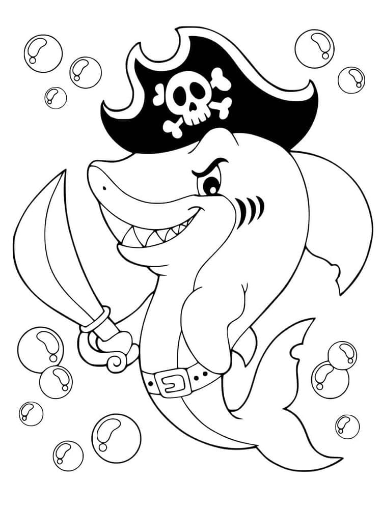 Coloriage Requin Pirate