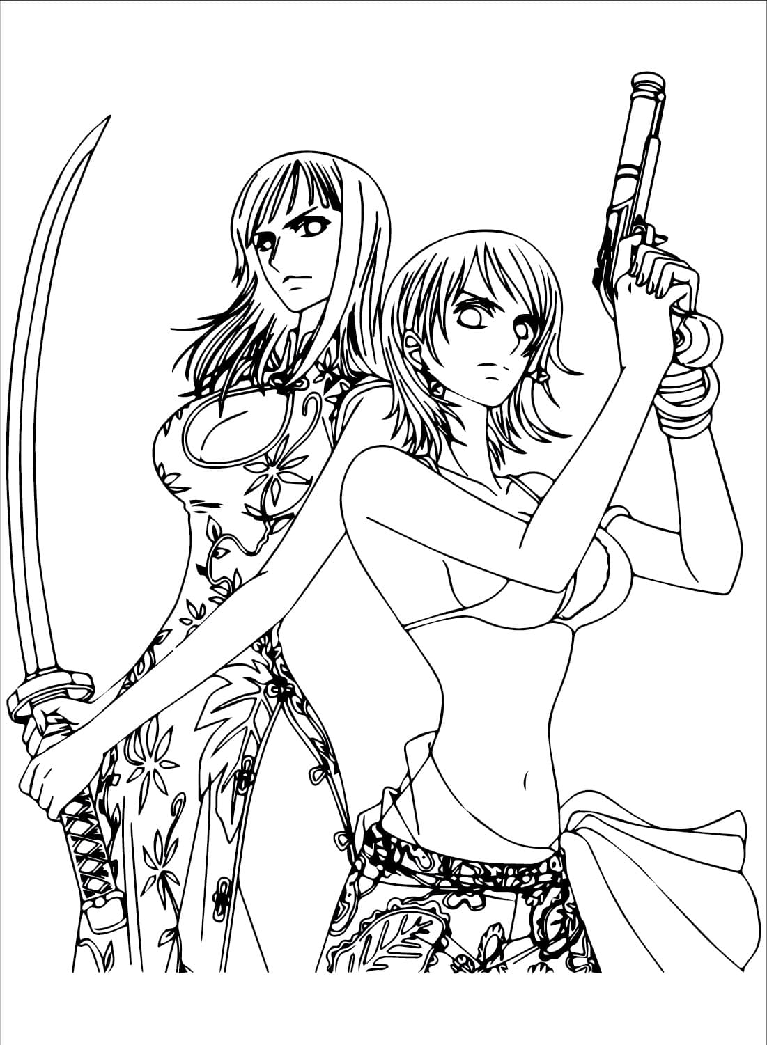 Robin et Nami de One Piece coloring page