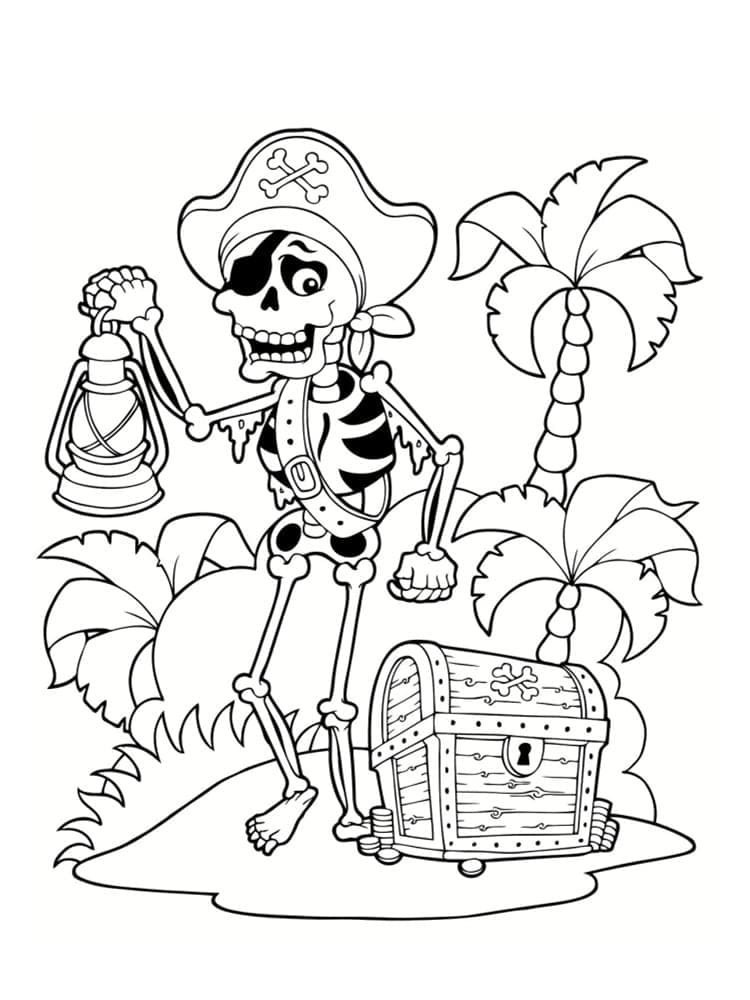 Coloriage Squelette Pirate