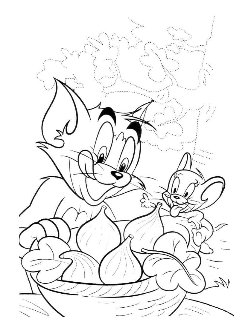 Coloriage Tom et Jerry Heureux