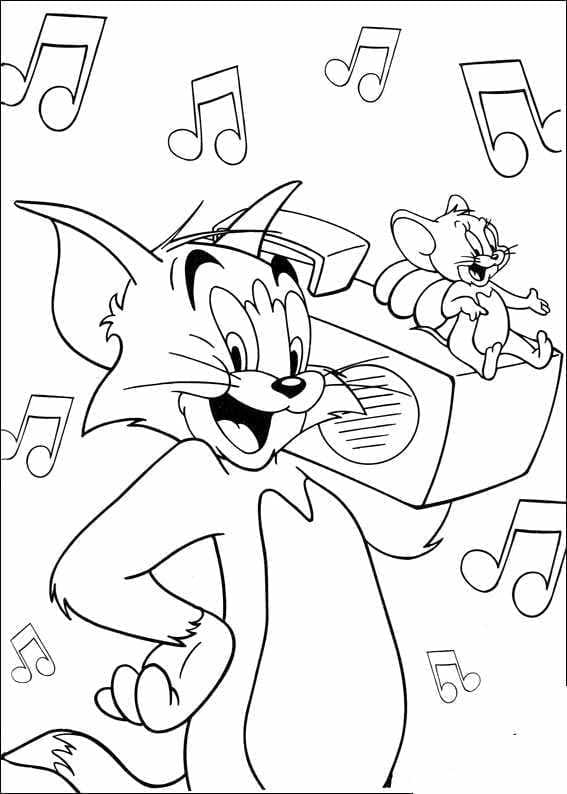 Coloriage Tom et Jerry Joyeux