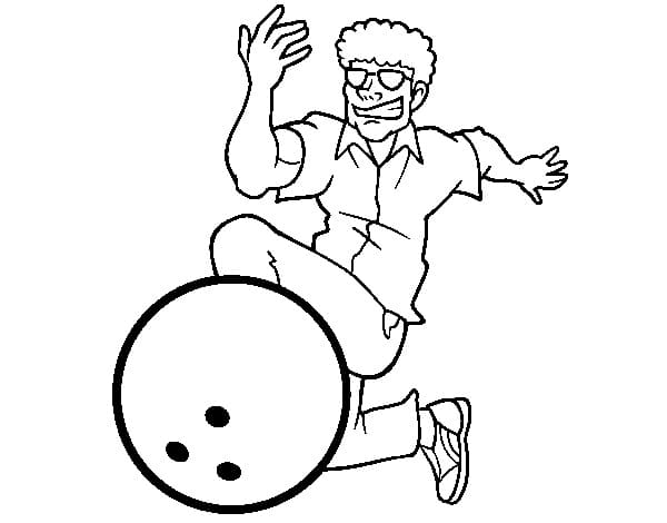 Un Homme Joue au Bowling coloring page