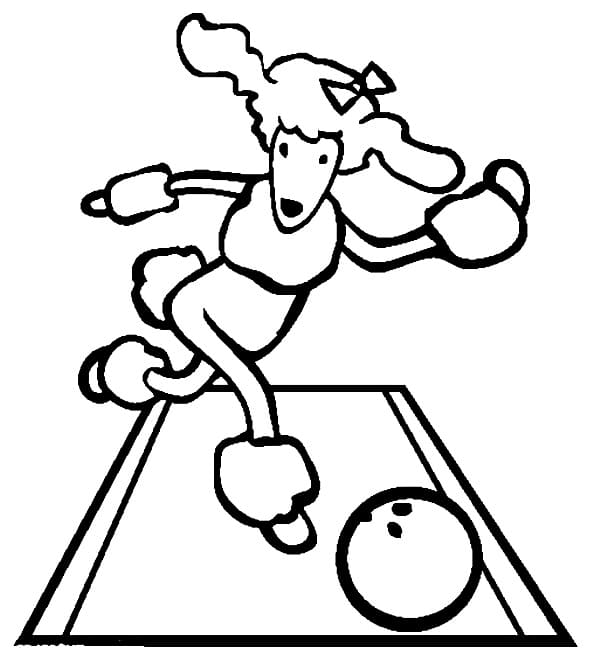 Une Chienne Joue au Bowling coloring page