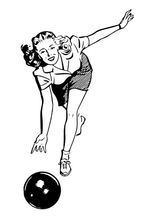 Une Femme Joue au Bowling coloring page