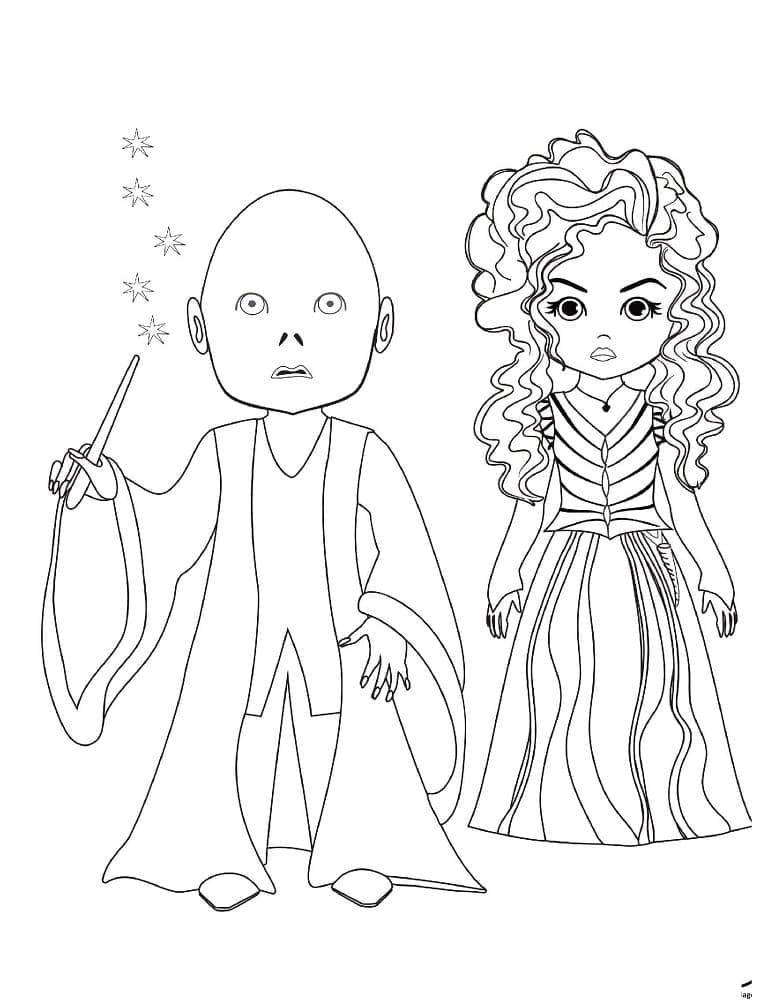 Voldemort et Bellatrix coloring page