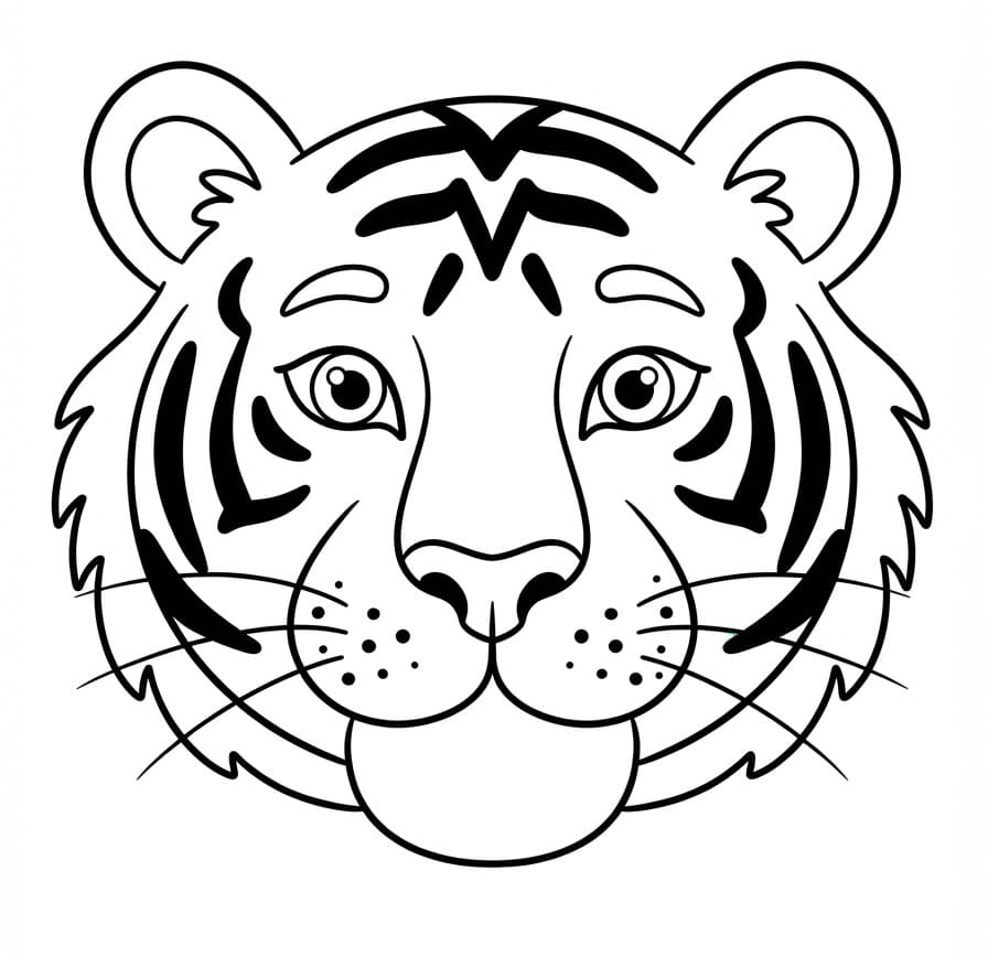 Coloriage Dessin de Visage Tigre mignon