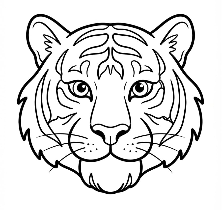 Coloriage Dessin de Visage Tigre très cool
