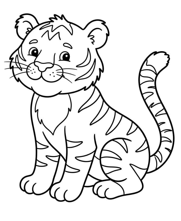 Coloriage Image de Tigre mensonge