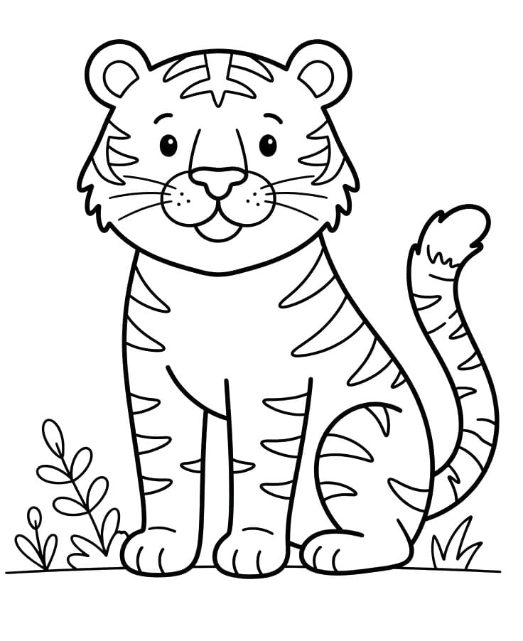 Coloriage Image de Tigre mignonne