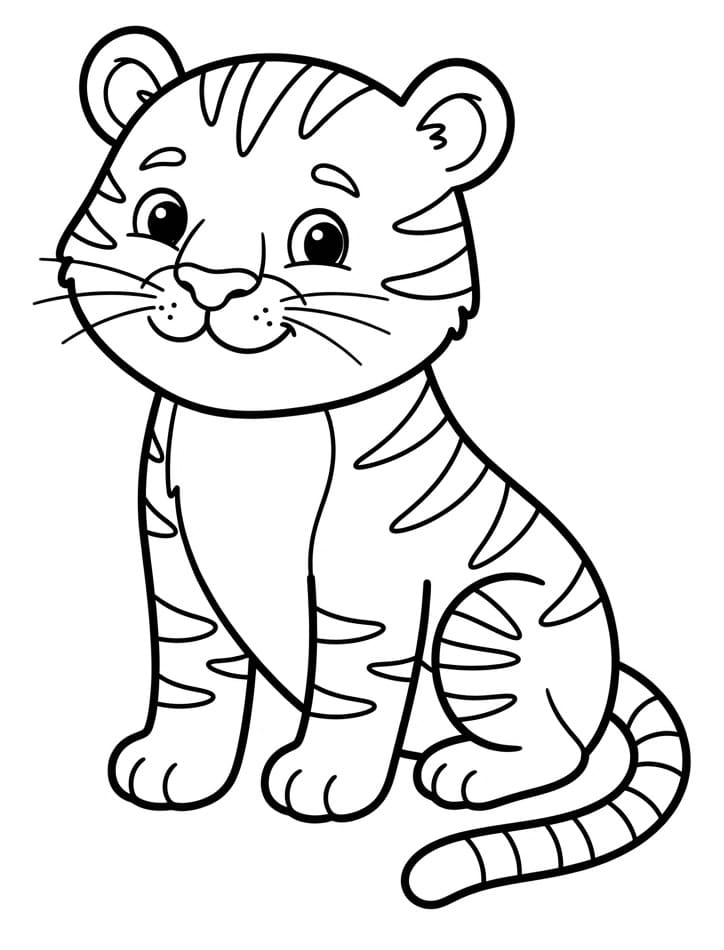 Coloriage Peinture de Tigre mignon